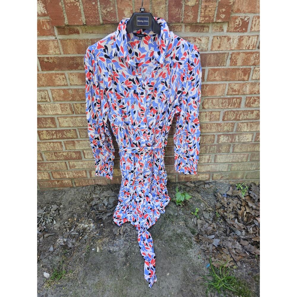 NWOT Well Worn Crepe Midi Shirt Dress Womens XL Long Sleeve Collared Spring Sun